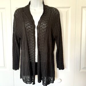 Notations Open Cardigan Size S Black Knit Lacey Long Sleeve Lightweight Shrug